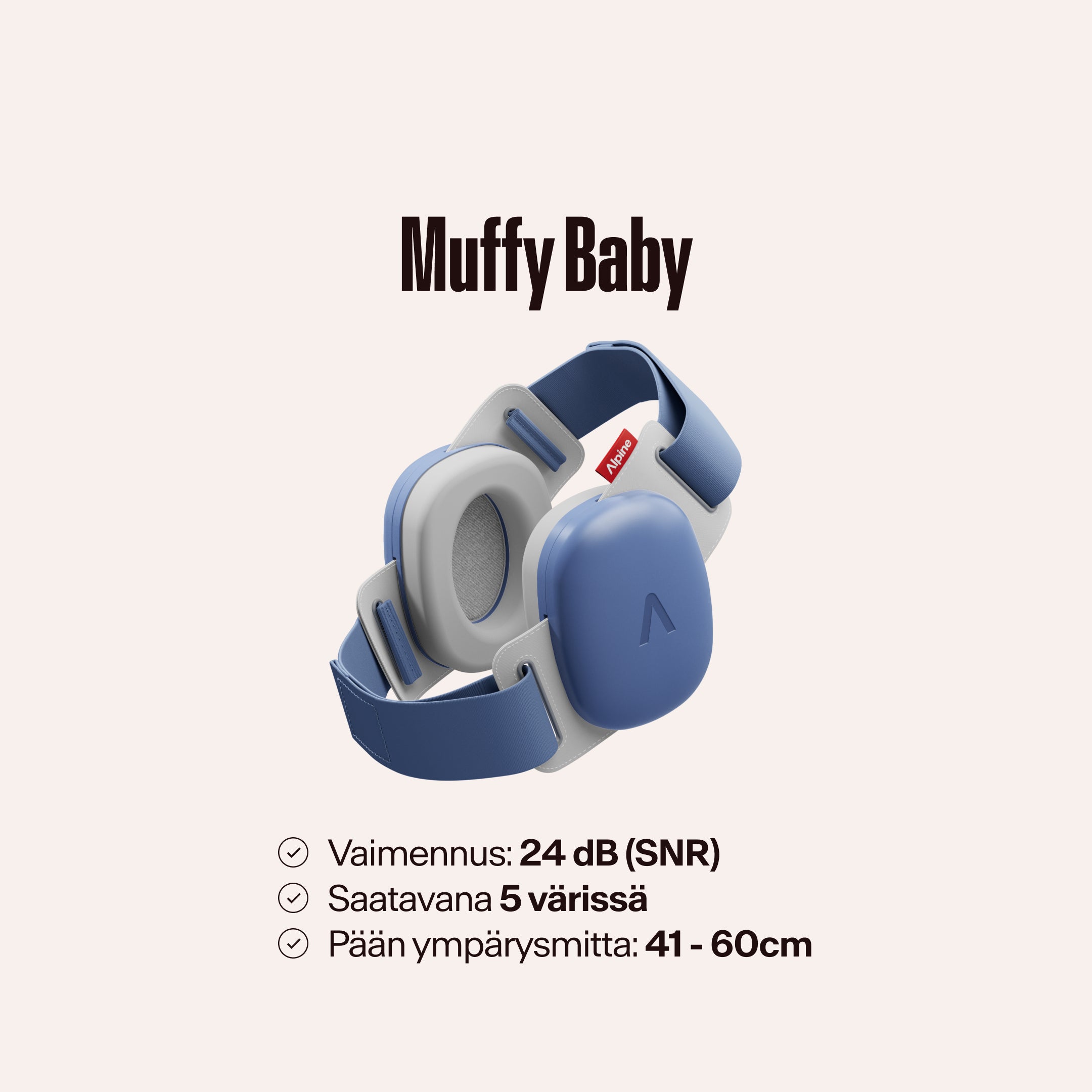 Alpine Muffy Baby -kuulosuojaimet, tekstinä &