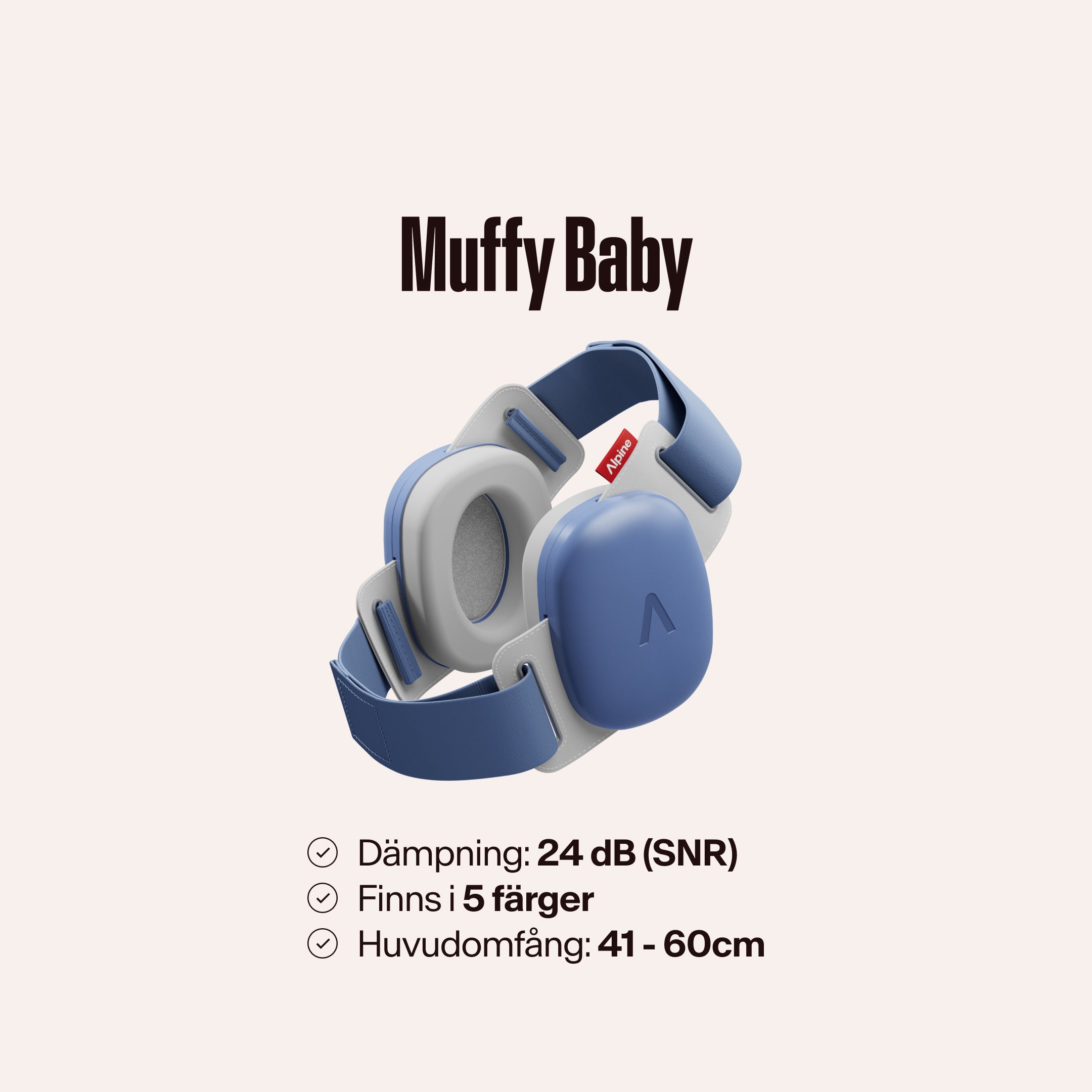 Alpine Muffy Baby hörselkåpor med texten &