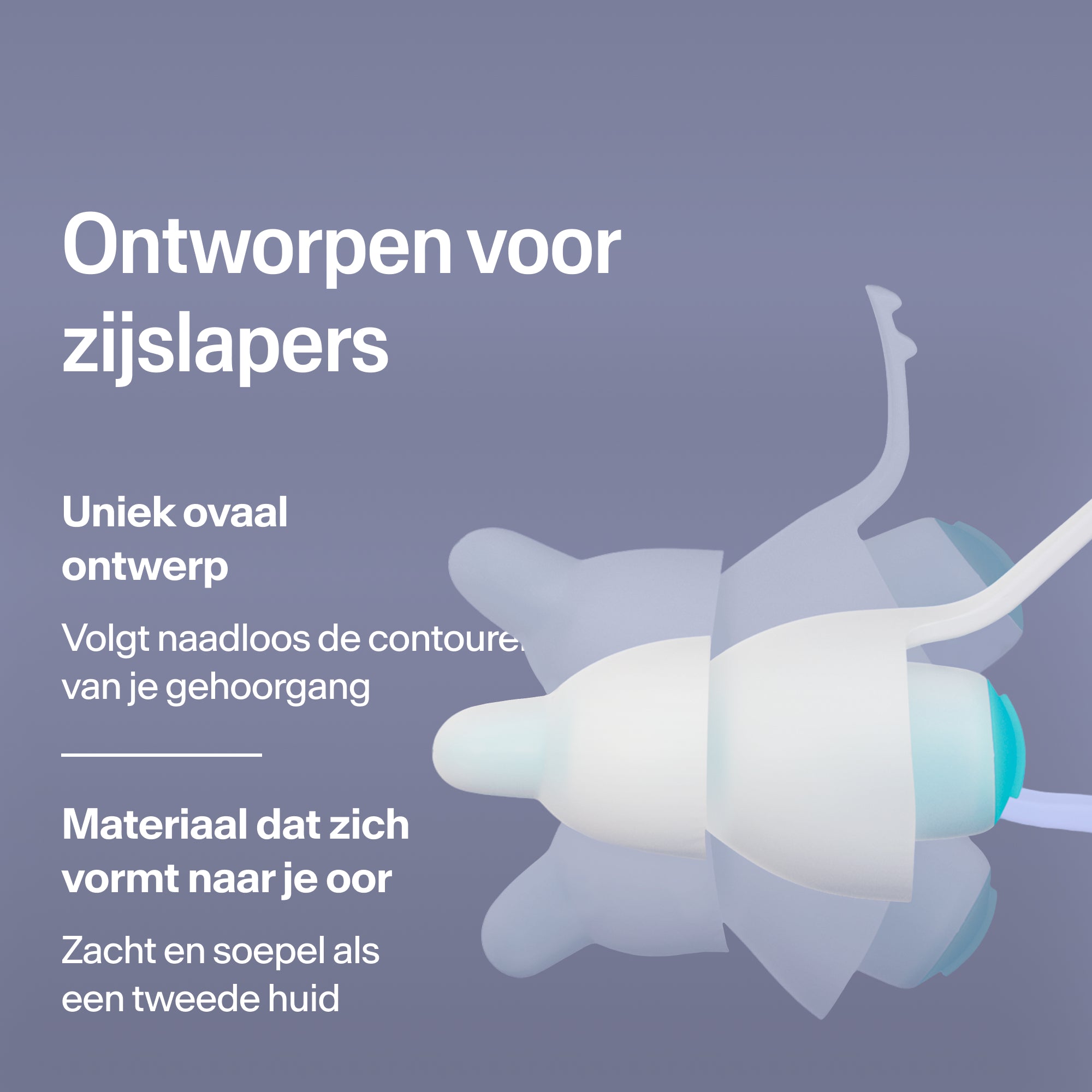 Ovale Alpine SleepDeep oordopjes in maat S voor zijslapers, van zacht, flexibel materiaal dat zich naar het oor vormt