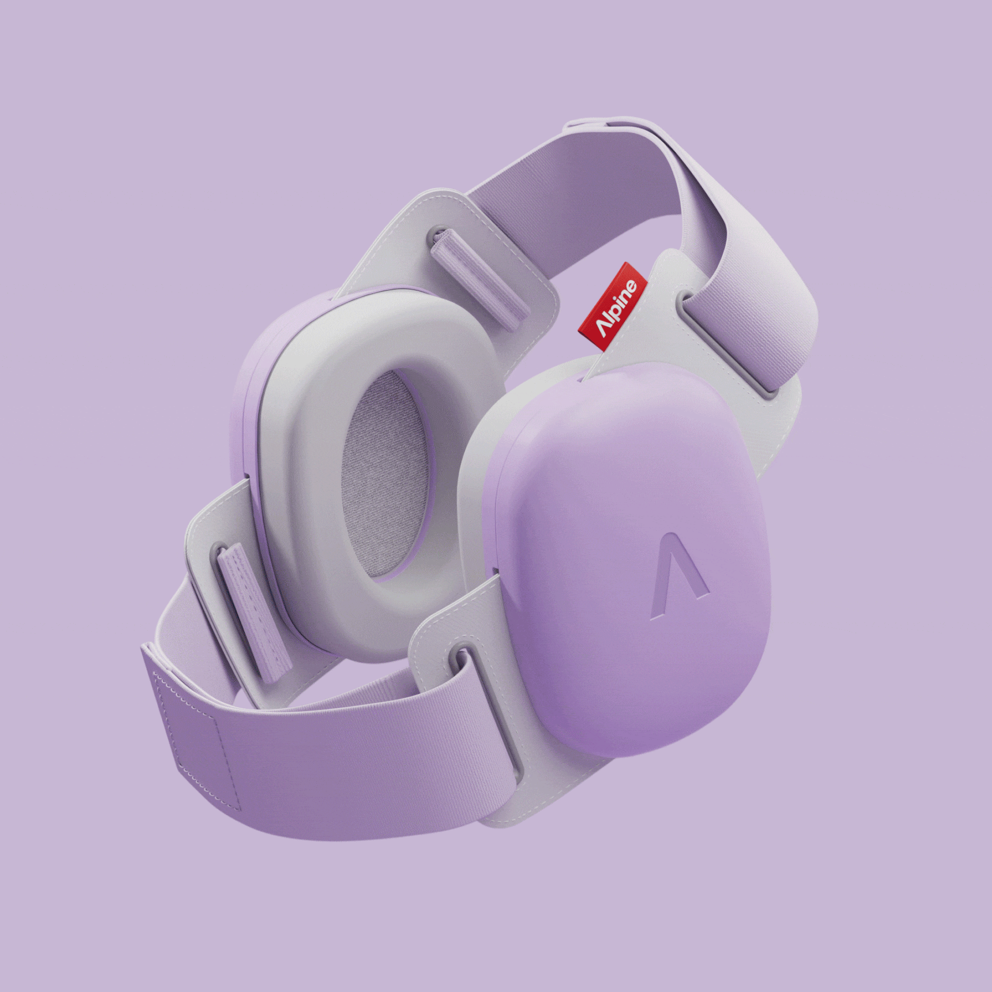 Alpine Muffy Baby in dawn-purple, displaying different headband color options