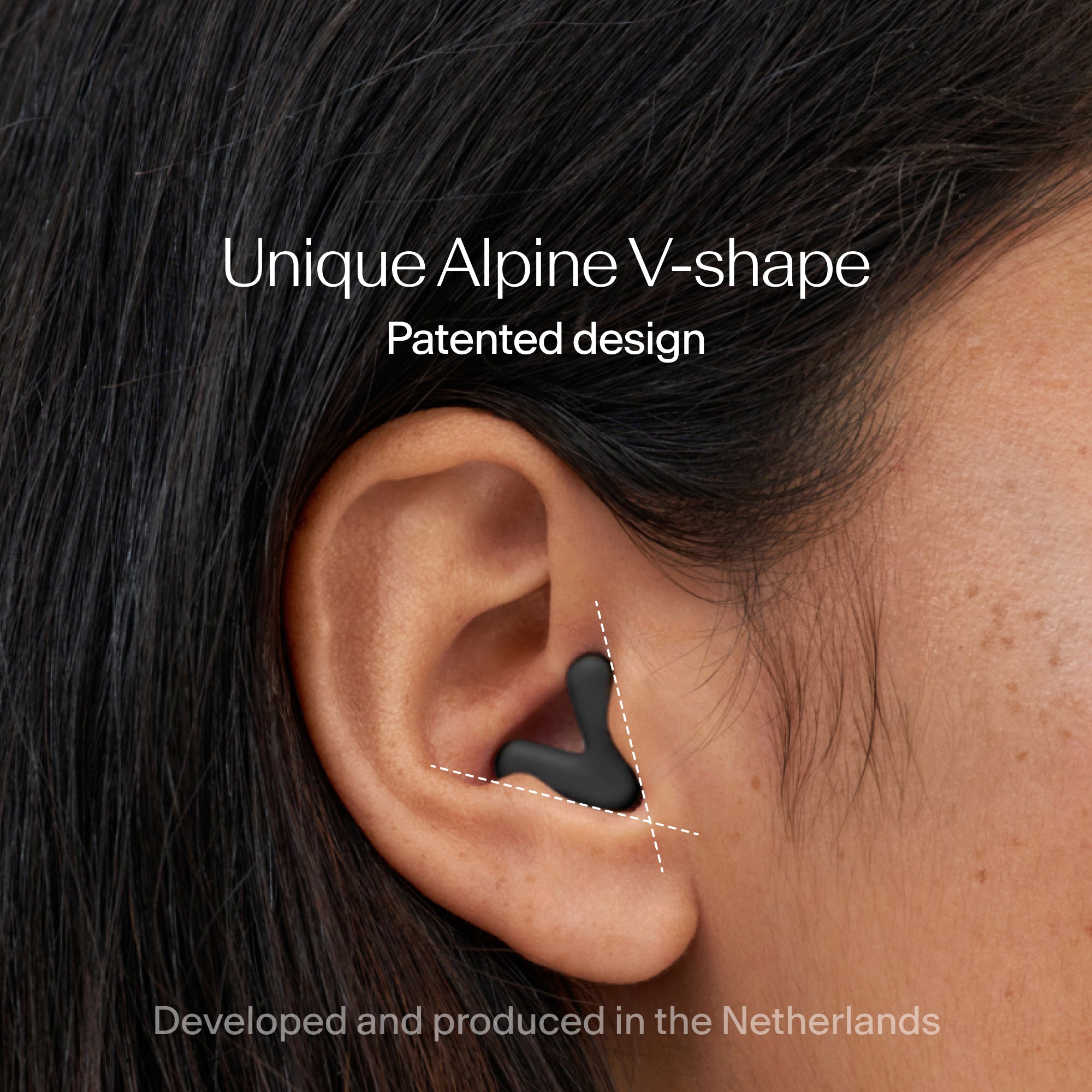 Alpine Silence earplugs with a close/snug fit in the ear - black