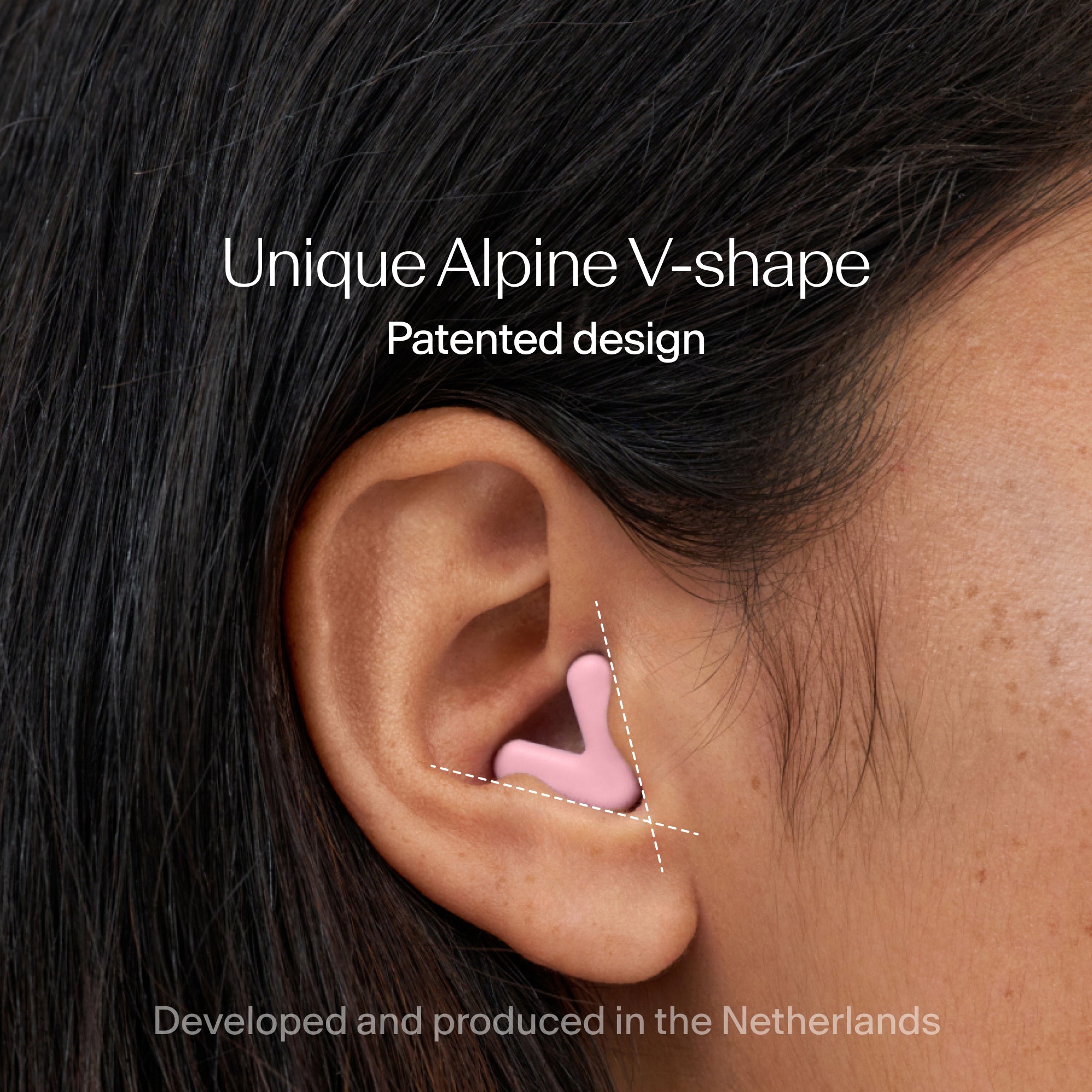 Alpine Silence earplugs with a close/snug fit in the ear - pink