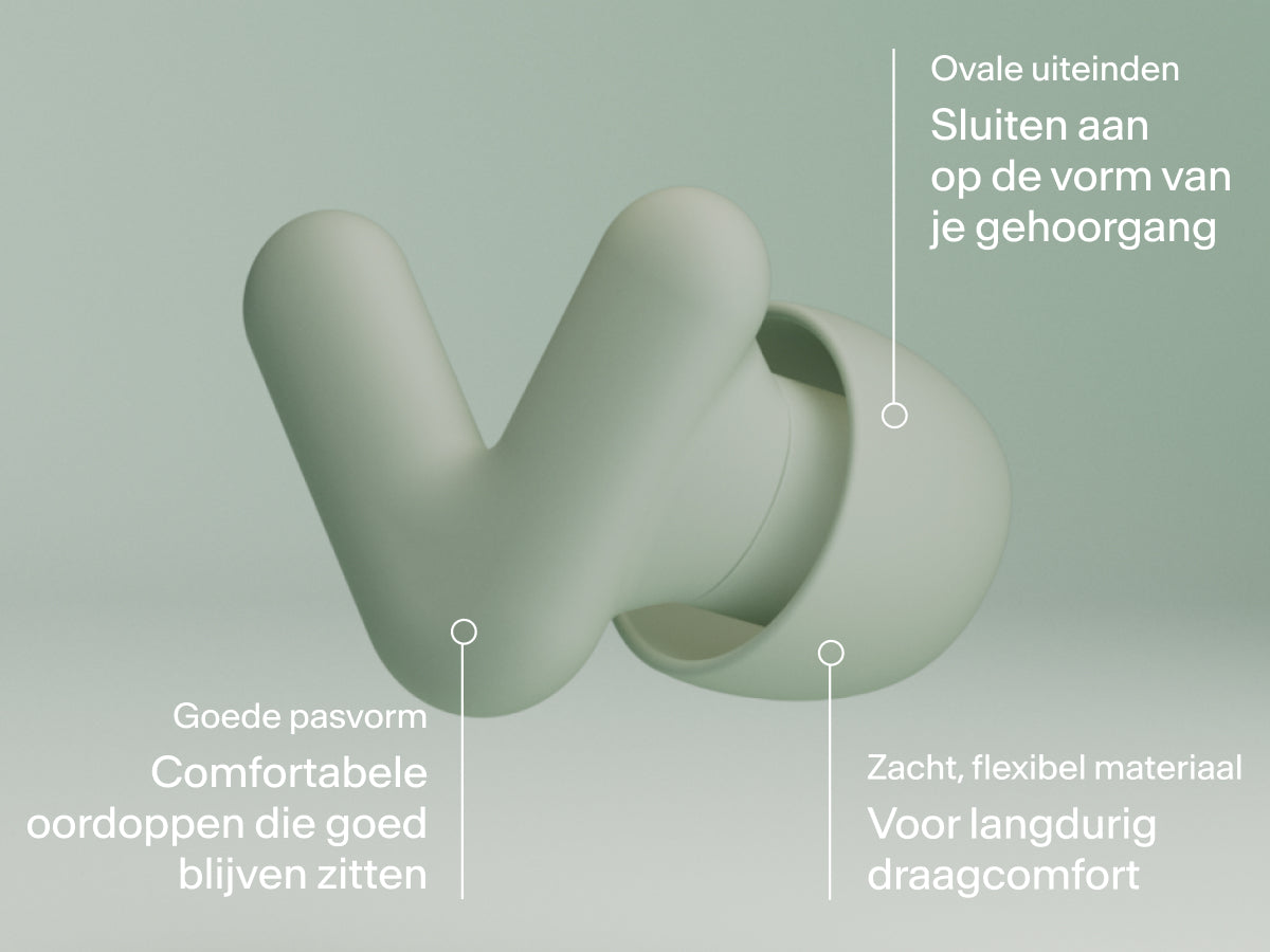 voordelen van Alpine Silence in groen: goede pasvorm, zacht en flexibel materiaal en ovale uiteinden