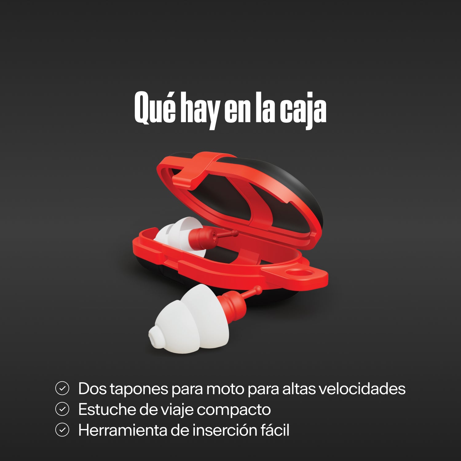 Tapones Alpine MotoSafe Sport y estuche rojo bajo el texto &