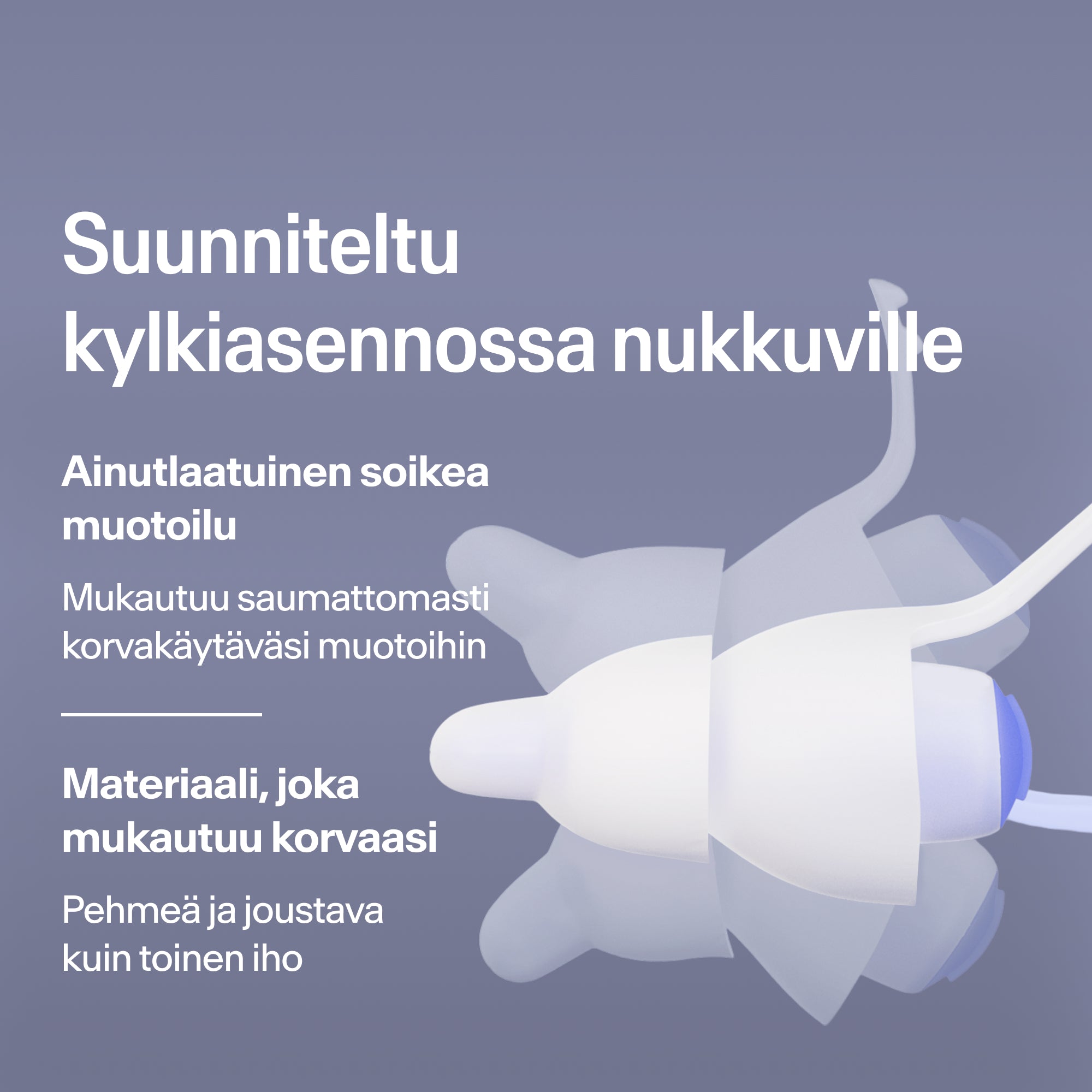 Ovaalit Alpine SleepDeep -korvatulpat, koko L, kylkimakaajille, pehmeää ja joustavaa materiaalia, joka mukautuu korvaan  