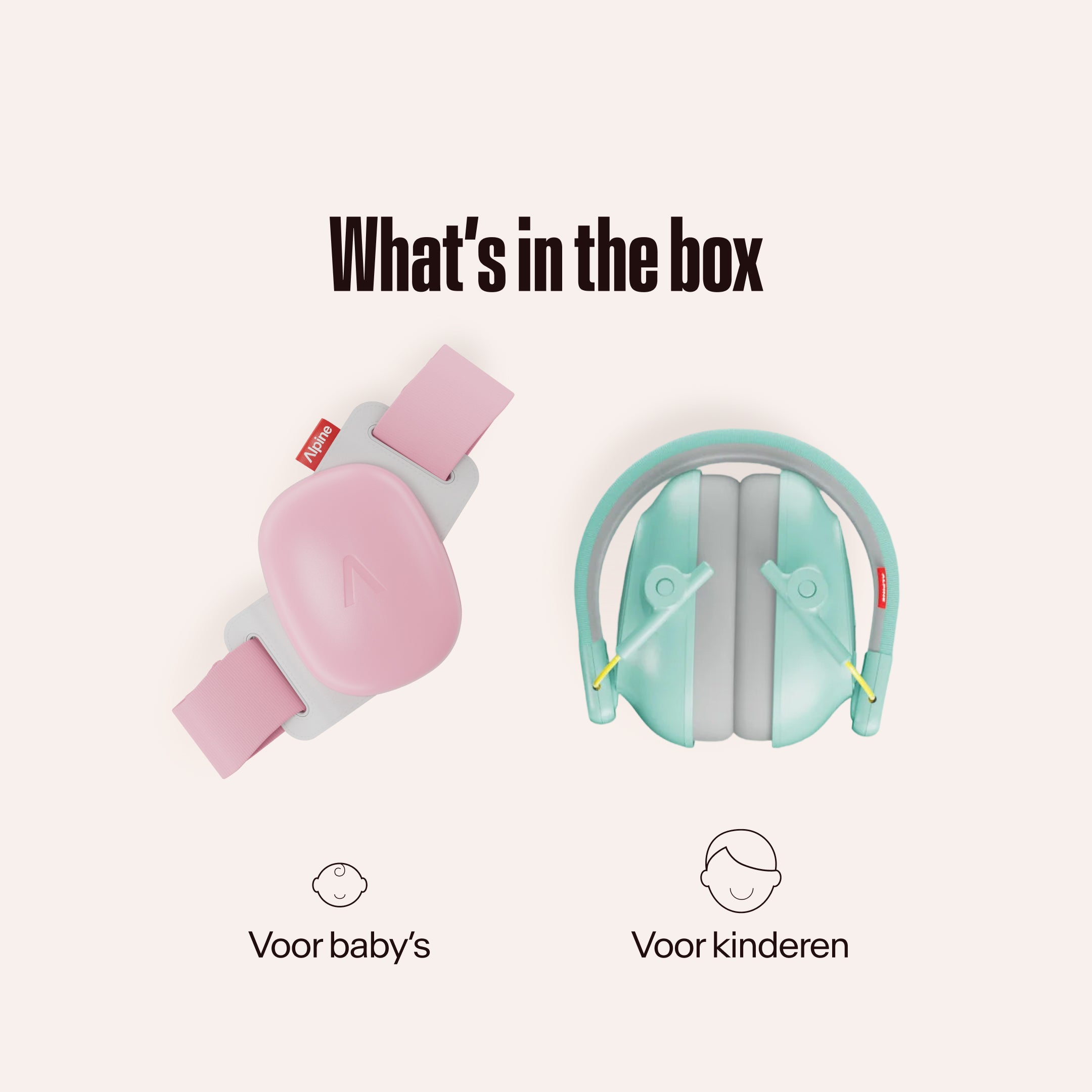 Alpine Muffy Baby en Alpine Muffy Kids oorkappen onder de tekst &