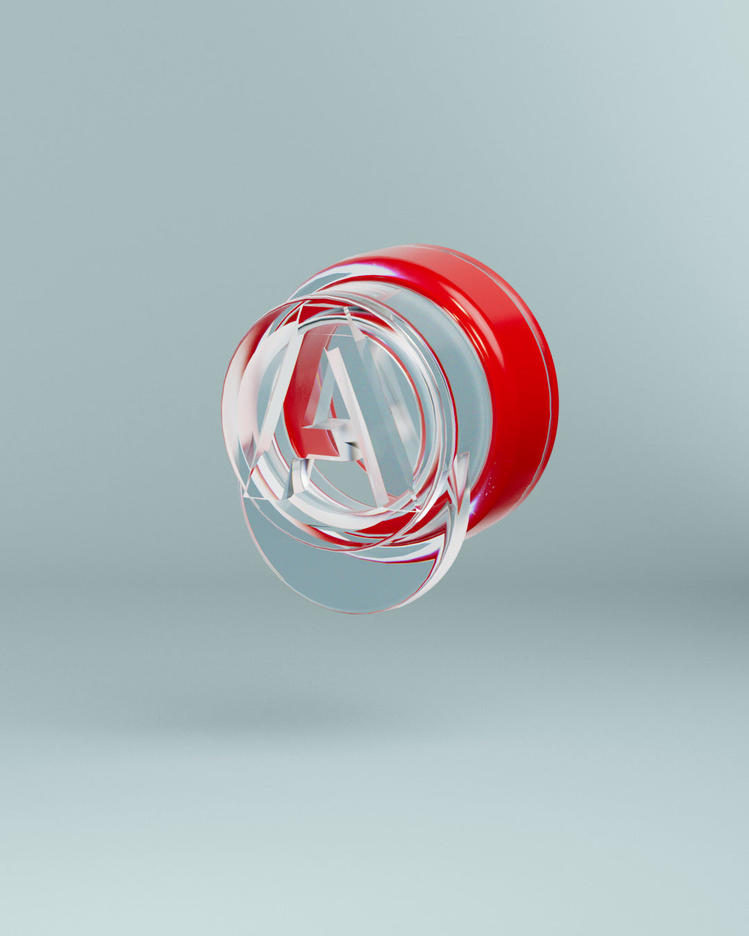 Alpine Pro Red music filter, 3D render of a transparent filter with red ring and Alpine logo 