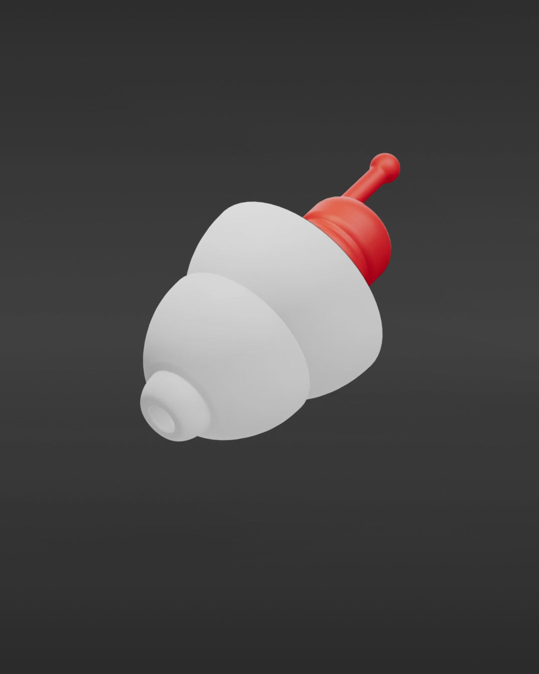 Alpine MotoSafe Sport product animation, 3D render of a white earplug with red filter #pdp_hide